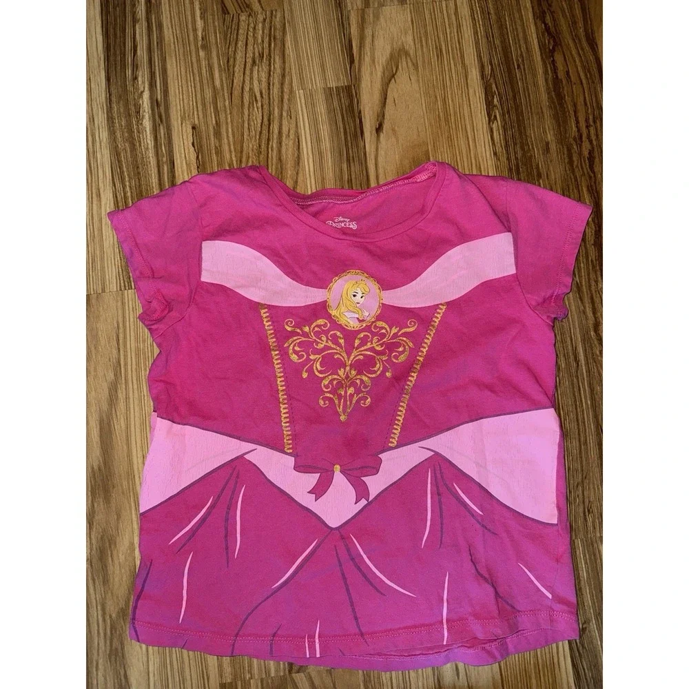 Disney Store Vintage Y2K Sleeping Beauty‎ Outfit Jeans Flare Shirt Girls Sz 12